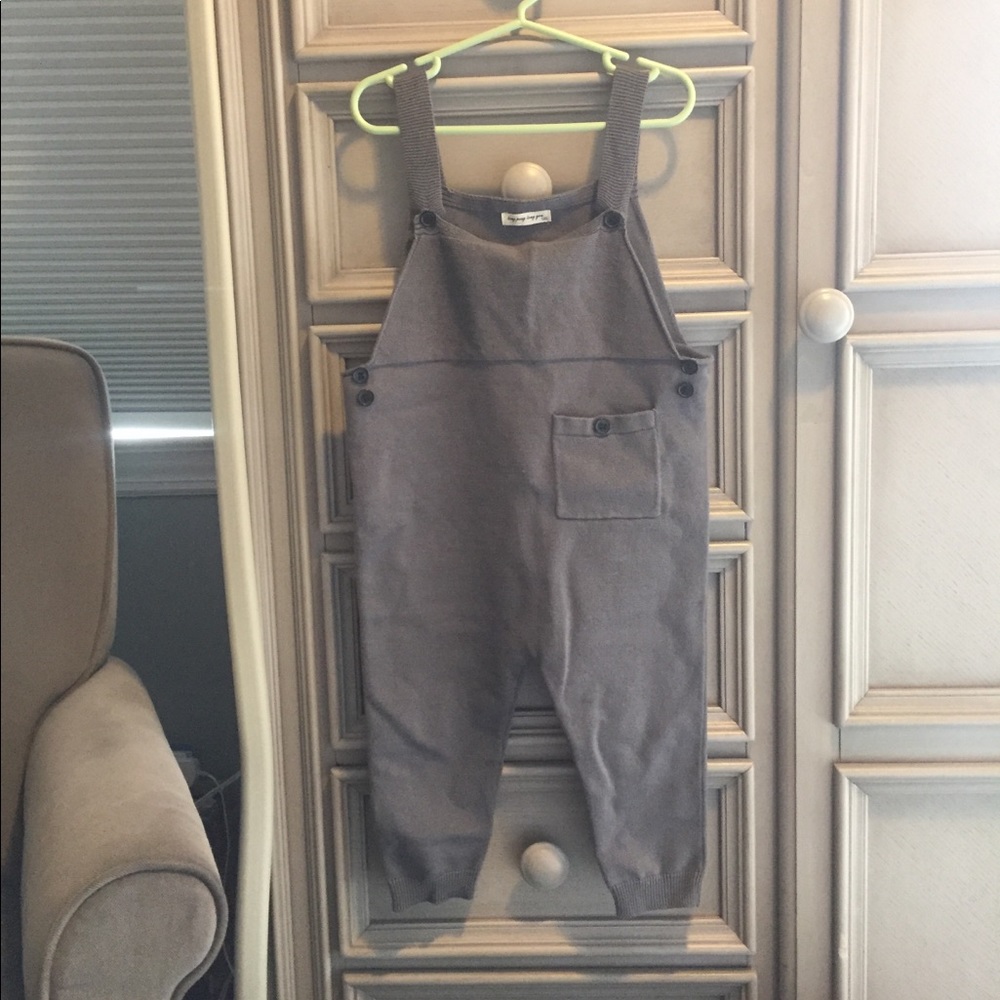 Toddler boys gray Cotten overalls NWOT